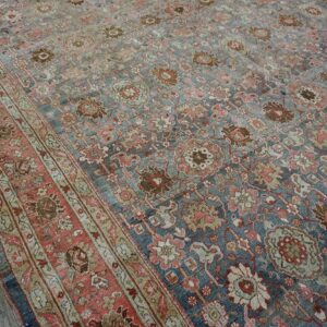 Antique Persian Bijar Rug 9'Ã—14' Hand-Woven Wool, Densely Packed - detail view 7