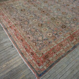 Antique Persian Bijar Rug 9'Ã—14' Hand-Woven Wool, Densely Packed - detail view 8
