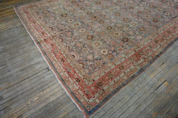 Antique persian bijar rug 9'ã—14' hand-woven wool, densely packed - detail view 8