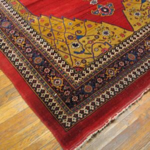 Antique Persian Bijar Rug 7'8"×12'4" Red Medallion, Hand-Woven Wool, 1880s - detail view 2