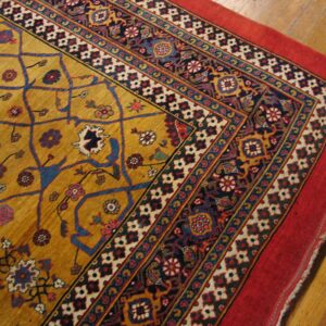Antique Persian Bijar Rug 7'8"×12'4" Red Medallion, Hand-Woven Wool, 1880s - detail view 4