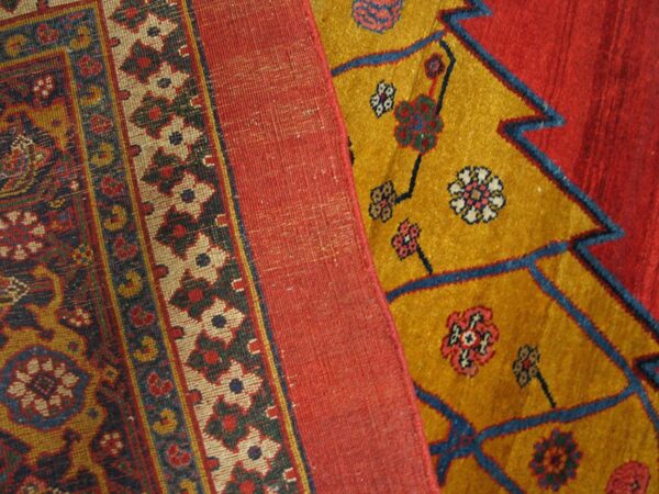 Antique persian bijar rug 7'8"×12'4" red medallion, hand-woven wool, 1880s - detail view 6