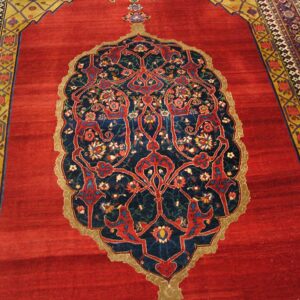 Antique Persian Bijar Rug 7'8"×12'4" Red Medallion, Hand-Woven Wool, 1880s - detail view 7