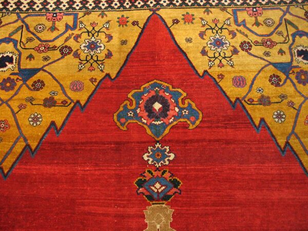 Antique persian bijar rug 7'8"×12'4" red medallion, hand-woven wool, 1880s - detail view 8