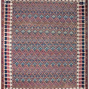 Antique Persian Formal NE Rug 13'6"×16'10" Navy Floral Figural, 1850s