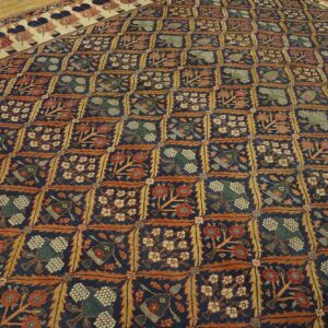 Antique Persian Formal NE Rug 13'6"×16'10" Navy Floral Figural, 1850s - detail view 4