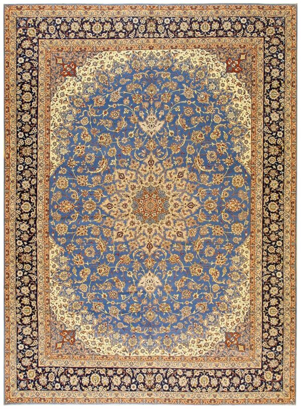 Antique persian isfahan rug 10'ã—13'10" hand-knotted, central persia