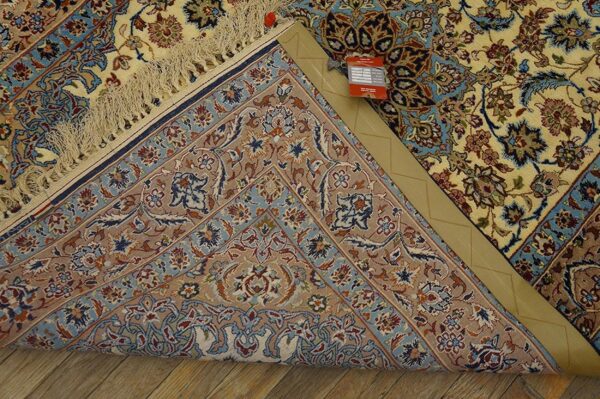 Antique persian isfahan rug 3'7"ã—5'4" hand-knotted, central persia - detail view 3