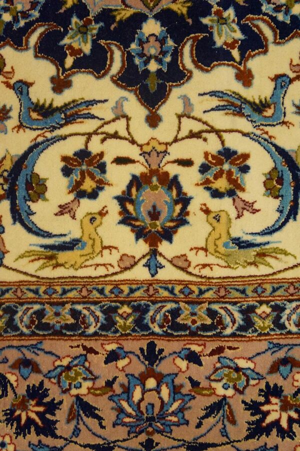 Antique persian isfahan rug 3'7"ã—5'5" hand-knotted, central persia - detail view 4