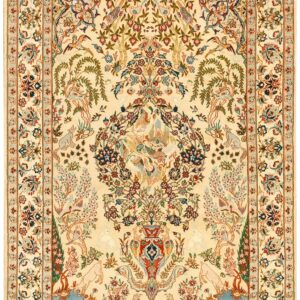 Antique Persian Isfahan Rug 3'6"Ã—5'6" Hand-Knotted, Central Persia