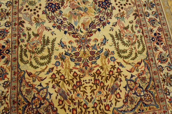 Antique persian isfahan rug 3'6"ã—5'6" hand-knotted, central persia - detail view 3