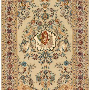 Antique Persian Isfahan Rug 3'5"Ã—5'3" Hand-Knotted, Central Persia