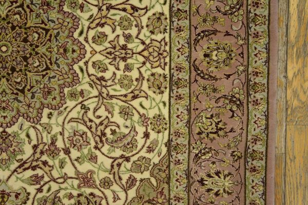 Antique persian isfahan rug 3'5"ã—5'3" hand-knotted, central persia - detail view 5