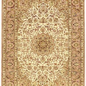 Antique Persian Isfahan Rug 3'8"Ã—5'7" Hand-Knotted, Central Persia