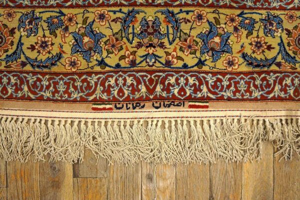 Antique persian isfahan rug, hand-knotted wool, central persia - detail view 5