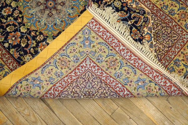 Antique persian isfahan rug, hand-knotted wool, central persia - detail view 6