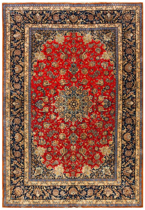 Antique persian isfahan silk rug 5'5"ã—8' hand-knotted, central persia