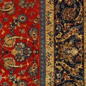 Antique Persian Isfahan Silk Rug 5'5"Ã—8' Hand-Knotted, Central Persia - detail view 5