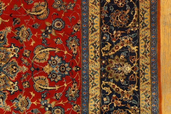 Antique persian isfahan silk rug 5'5"ã—8' hand-knotted, central persia - detail view 5
