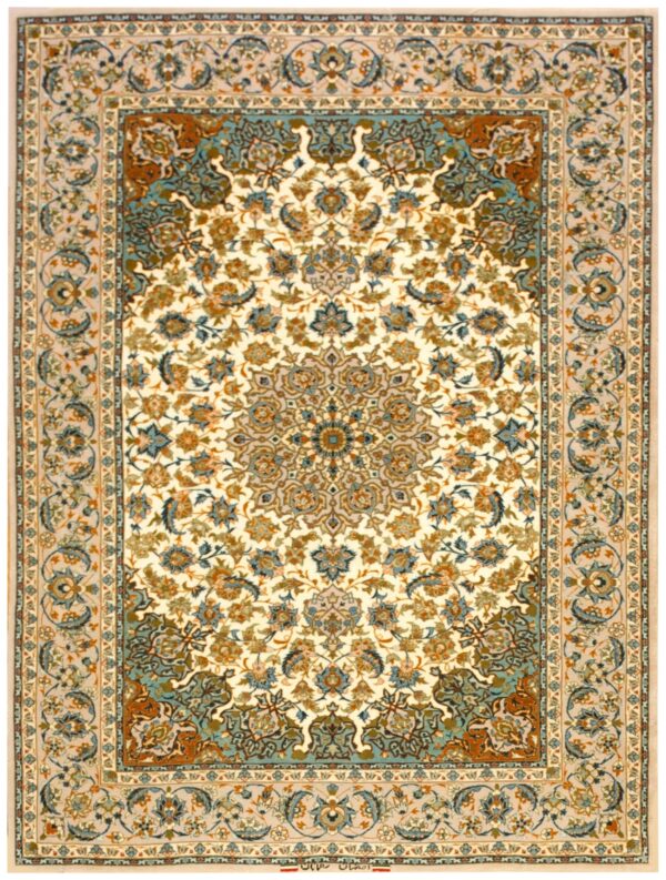 Antique persian isfahan silk rug 3'8"×5'1" hand-knotted silk, central persia 1 Antique persian isfahan silk rug 3'8"ã—5'1" hand-knotted silk, central persia