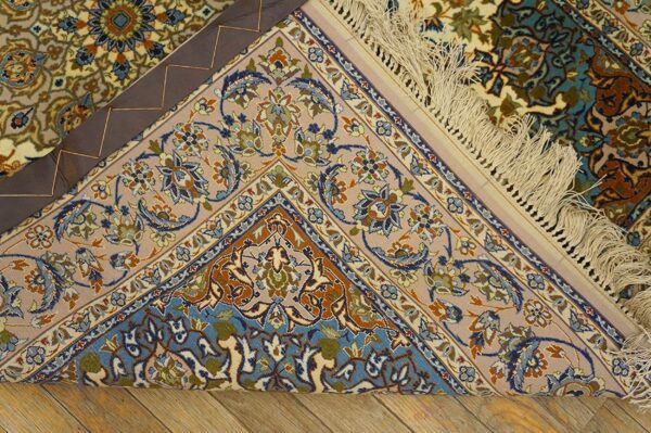 Antique persian isfahan silk rug 3'8"×5'1" hand-knotted silk, central persia 5 Antique persian isfahan silk rug 3'8"ã—5'1" hand-knotted silk, central persia - detail view 4