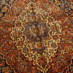 Antique Persian Kashan Rug, Hand-Knotted Wool - detail view 2