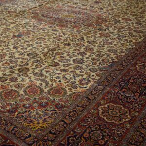 Antique Persian Kashan Rug 13'10"Ã—20'4" Hand-Knotted Wool - detail view 10