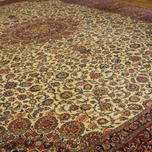 Antique Persian Kashan Rug 13'10"Ã—20'4" Hand-Knotted Wool - detail view 1