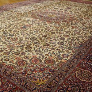 Antique Persian Kashan Rug 13'10"Ã—20'4" Hand-Knotted Wool - detail view 2