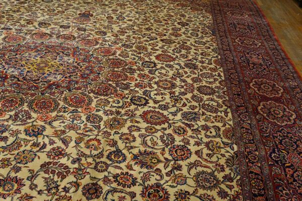 Antique persian kashan rug 13'10"ã—20'4" hand-knotted wool - detail view 4