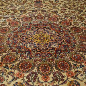 Antique Persian Kashan Rug 13'10"Ã—20'4" Hand-Knotted Wool - detail view 6