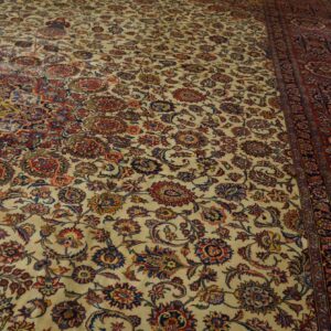 Antique Persian Kashan Rug 13'10"Ã—20'4" Hand-Knotted Wool - detail view 8