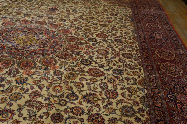 Antique persian kashan rug 13'10"ã—20'4" hand-knotted wool - detail view 8