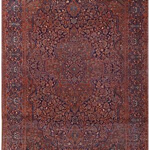 Antique Persian Kashan Rug, Hand-Knotted Wool, Central Persia