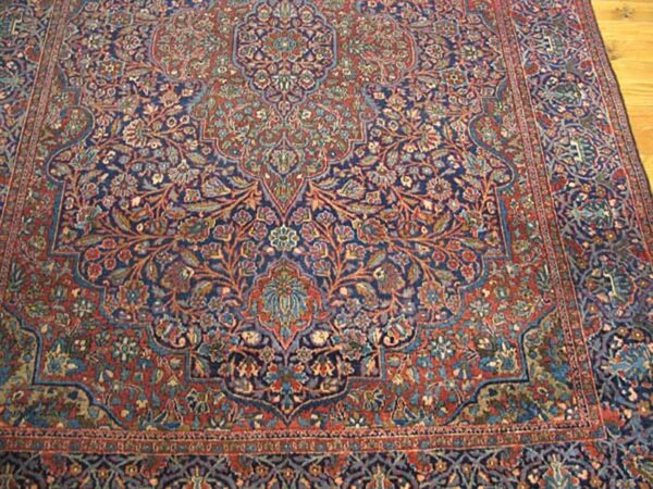 Antique persian kashan rug, hand-knotted wool, central persia - detail view 2