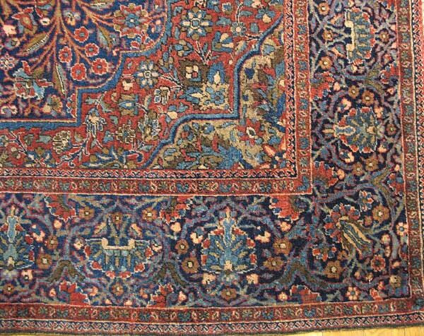 Antique persian kashan rug, hand-knotted wool, central persia - detail view 3