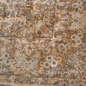 Antique Persian Kerman Rug 10'8"Ã—22' Ivory Field, Formal Medallion Design, 1930s - detail view 5