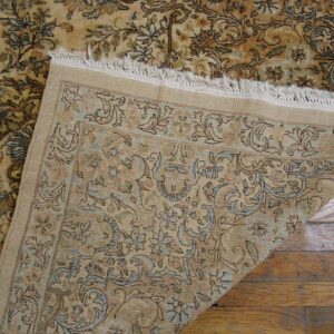 Antique Persian Kerman Rug 10'8"Ã—22' Ivory Field, Formal Medallion Design, 1930s - detail view 8