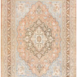 Antique Persian Khorassan Moud Carpet 10'2"×15'10" Peach & Brown, Finely Woven, Circa 1890