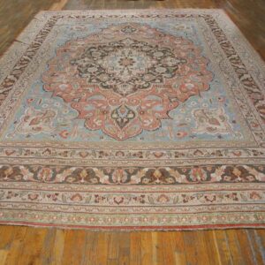 Antique Persian Khorassan Moud Carpet 10'2"×15'10" Peach & Brown, Finely Woven, Circa 1890 - detail view 1