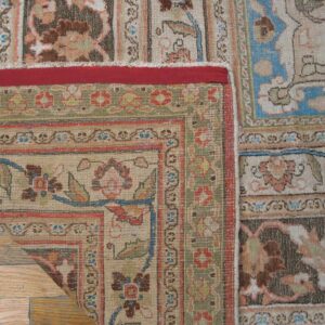 Antique Persian Khorassan Moud Carpet 10'2"×15'10" Peach & Brown, Finely Woven, Circa 1890 - detail view 2