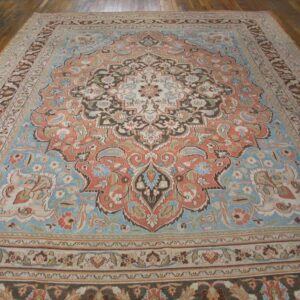 Antique Persian Khorassan Moud Carpet 10'2"×15'10" Peach & Brown, Finely Woven, Circa 1890 - detail view 3