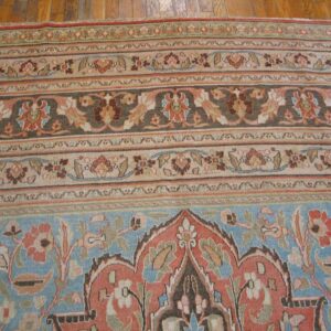 Antique Persian Khorassan Moud Carpet 10'2"×15'10" Peach & Brown, Finely Woven, Circa 1890 - detail view 4