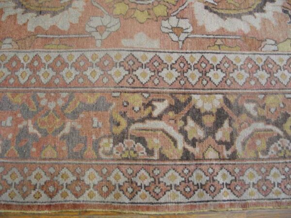 Antique persian khorassan moud gallery carpet 8'×15'8" peach & taupe, circa 1890 - detail view 1