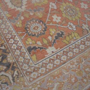 Antique Persian Khorassan Moud Gallery Carpet 8'×15'8" Peach & Taupe, Circa 1890 - detail view 2