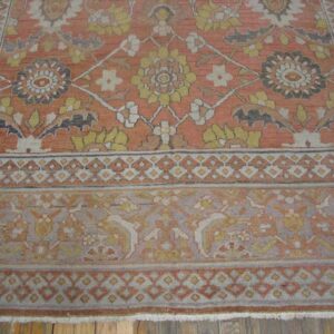 Antique Persian Khorassan Moud Gallery Carpet 8'×15'8" Peach & Taupe, Circa 1890 - detail view 3
