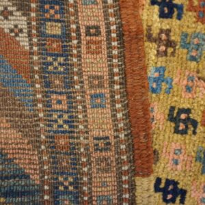 Antique Persian Kurdish Carpet 3'6"×13'7" Yellow Tribal, Multi Border, 1880s Runner - detail view 4