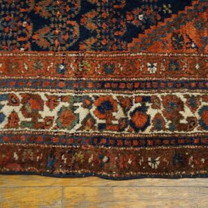 Antique Persian Malayer Carpet 3'×10'2" Blue Field, Ivory Border, Circa 1920 Long Runner - detail view 4
