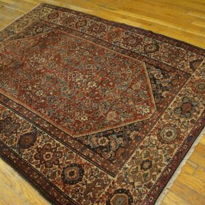 Antique Persian Malayer Carpet 4'3"×6'2" Claret Red & Ivory, Circa 1920 - detail view 2