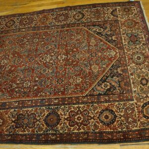 Antique Persian Malayer Carpet 4'3"×6'2" Claret Red & Ivory, Circa 1920 - detail view 3